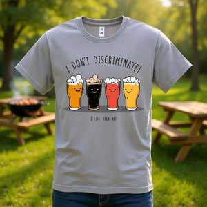 T-shirt I Do Not Discriminate Beer Lover grigia per adulti unisex a maniche corte - Product Image 3
