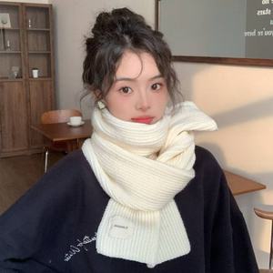 Knitted Wool Scarf For Women Long Warm Solid Color Neck Warmer Thermal Insulation Winter Fashion Accessory - Product Image 3