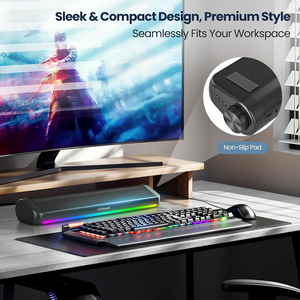 Barre de son gaming RGB avec Bluetooth, haut-parleur stéréo alimenté par USB pour PC/ordinateur portable - Product Image 4