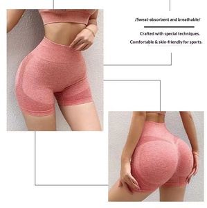 Shorts de sport taille haute pour femme, effet push-up fessier, contrôle du ventre, froncé, pour le yoga - Product Image 3