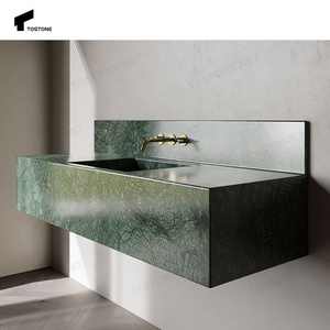 Lavabo de Mármol con Diseño Moderno y Minimalista, Montado en la Pared, con Vetas a Juego, para Suite de Hotel Tipo Penthouse de Lujo Tostone - Product Image 4