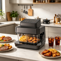 Friteuse à air Vasion 8L à double tiroir en verre, contrôle numérique, dernier design, fenêtre d'observation, cuisson multifonctionnelle séparée