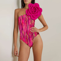 Maillot de bain Maillot de bain de plage Maillot de bain une pièce asymétrique à fleurs avec sarong assorti