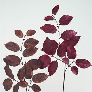 結婚式の家の装飾のための高品質のリアルタッチラテックスフェイクバーチの葉茎人工秋秋オレンジレッドリーフ - Product Image 5