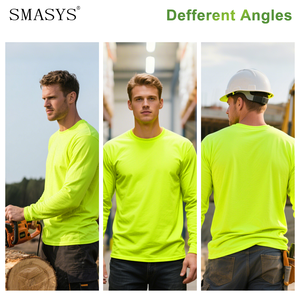 ZUJA T-shirt de sécurité jaune orange à manches longues personnalisé T-shirt de sécurité confortable à manchette côtelée en gros - Product Image 5