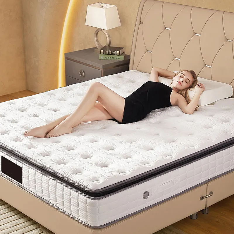 Cina fabbrica rotolo in una scatola Comfort camera da letto ibrido Full Size una tasca A molla Memory Foam in lattice organico Anti acaro materasso spesso