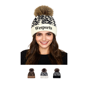 Mùa Đông Mới Bobbles Len <span class=keywords><strong>Hat</strong></span> Phiên Bản Ấm Áp Giả Sable Tóc Cha Mẹ Con Áo Thun <span class=keywords><strong>Hat</strong></span> Lông Bóng Leopard Đan <span class=keywords><strong>Hat</strong></span> Phụ Nữ - Product Image 1