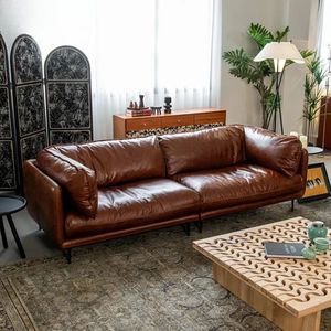 Divano Sezionale in Vera Pelle Stile Vintage, Estensibile, per Arredamento Casa e Hotel, Elegante Arredamento per Soggiorno - Product Image 3