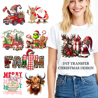 Transferts personnalisés DTF, designs prêts à être pressés, transferts thermiques DTF de Noël pour t-shirts