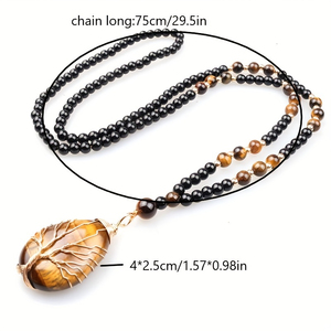 قلادة شجرة الحياة من حجر عين النمر الطبيعي للنساء والرجال، قلادة أنيقة للطاقة - Product Image 4