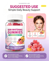 Gummies au collagène Glow Biotine pour éclaircir les cheveux, la peau et les ongles, complément beauté végétalien pour adultes, blanchissant et antioxydant