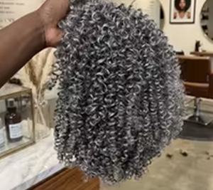 Perruque courte <span class=keywords><strong>bob</strong></span> 150% gris poivre et sel en cheveux humains, perruque afro bouclée crépue, sans décoloration, gris naturel, sans colle, prête à porter pour femmes - Product Image 2