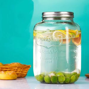 Distributeur <span class=keywords><strong>de</strong></span> boissons en verre vide, pot Mason 4L avec couvercle en métal, verrerie <span class=keywords><strong>de</strong></span> 1 Gallon pour jus, bière, vin, liqueur, Kombucha, poinçon glacé - Product Image 5