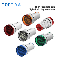 Voltmètre numérique série TOPTIYA AD16-22 DSV avec affichage LED multicolore, voyant lumineux, boîte de distribution de signal, trou de 22 mm