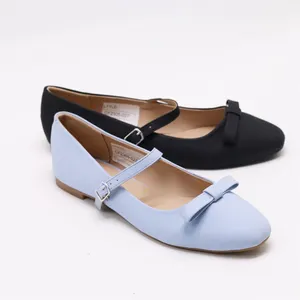 Wholesale Elegant Lady Ballet Flats Casual Women Shoes Anti-Slip Round Toe Upper Office Bow Flat Shoes