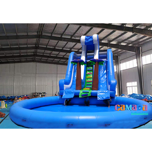 Khu vui chơi nước bơm hơi thương mại với máng trượt nước và hồ bơi, khu vui chơi nước bơm hơi đặt trên mặt đất tùy chỉnh cho trẻ em và người lớn - Product Image 4