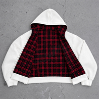 Sweat à capuche zippé tendance en tartan écossais personnalisé 450 GSM, coupe ample en flanelle à carreaux, double couche, patchwork inversé – Sweats à capuche et sweat-shirts pour hommes