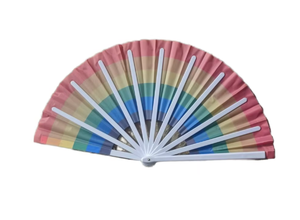 Wholesale 13-Inch Rainbow Folk Art Plastic Hand Fan 33cm Large Classic Traditional for Halloween Christmas Parties Business - Product Image 5