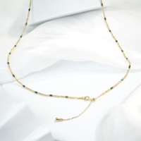 AU750 18K or pur couleur verte pierre chaîne collier PCX bijoux en gros véritable 18K jaune solide chaîne à maillons en or pour cadeau