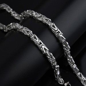 Moda acciaio titanio argento a forma di V bracciale catena in acciaio inox Boutique moda uomo collana Design Byzantium - Product Image 3