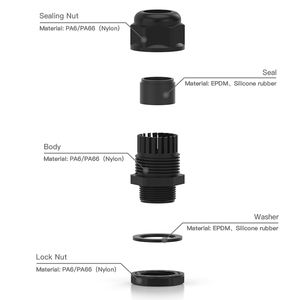 Prensaestopas de nailon reforzado con fibra de vidrio PA66 PG, cables de alta resistencia a la tracción de bajo voltaje a prueba de agua IP68, a prueba de agua, de bajo voltaje - Product Image 2