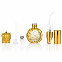 Flacon de parfum circulaire 10ml 25ml avec bordure dorée, applicateur à bille, vaporisateur rechargeable pour échantillon de voyage ou cadeau