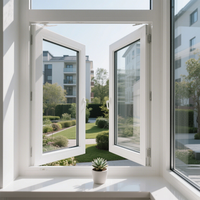 Fenêtres à battant en verre à double vitrage de conception moderne, portes et fenêtres en acier en plastique PVC résistant à la chaleur