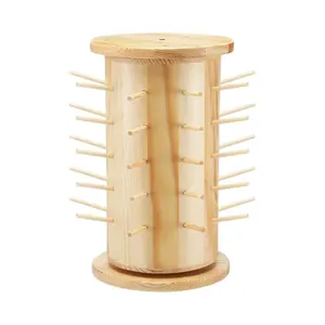 Factory Direct Mini Wooden Wire Rack Display Stand Rotating wooden thread rack embroidery thread storage device