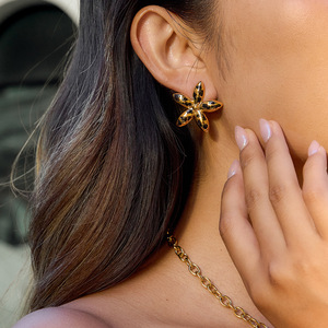 Ensemble de bijoux imprimé léopard, collier en acier inoxydable, boucles d'oreilles, bracelet, cadeau pour femme, bijoux tendance - Product Image 3