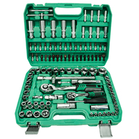 Stock disponible en entrepôt aux États-Unis, 108 pièces, jeu de clés à cliquet 1/4" et 1/2", kit d'outils manuels pour mécaniciens automobiles avec boîte de rangement