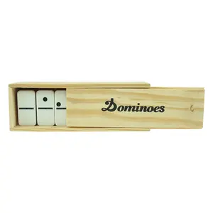 Professionele Custom Dubbele Zes 6 Twee Tone Domino Rood En Zwart Domino Set Met Houten Doos Voor Indoor Educatief Spel
