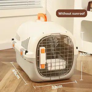 <span class=keywords><strong>Cage</strong></span> de chien de boîte de vol de chat en plastique de modèle solide portatif avec des transporteurs d'animal familier de caractéristiques de sac à dos pour l'expédition de voiture fournitures essentielles - Product Image 6