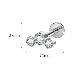 Bijoux de <span class=keywords><strong>piercing</strong></span> haut de gamme en alliage de titane G23, zircon 5A, style punk, clous d'<span class=keywords><strong>oreille</strong></span> et clous de lèvre, nœud papillon, non allergènes, pour le marché international - Product Image 5