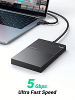 Carcasa UGREEN de disco duro de 2,5 pulgadas integrada con cable de 1,6 pies sin herramientas SATA a USB externo SATA SSD HDD
