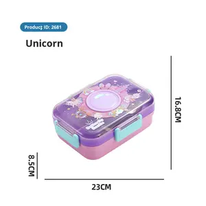 आयत बच्चों की 750 मिलीलीटर + 150 मिली स्टेनलेस स्टील इन्सुलेट बॉक्स 3 डिब्बे कार्टून लंच बॉक्स ढक्कन - Product Image 6