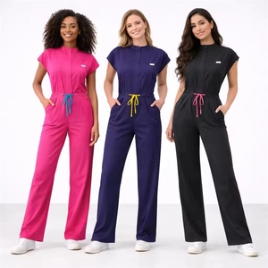 Combinaisons médicales unisexes en tissu tissé avec poches, en spandex doux, pour infirmières, hôpitaux, dentistes, vente en gros, OEM - Product Image 3