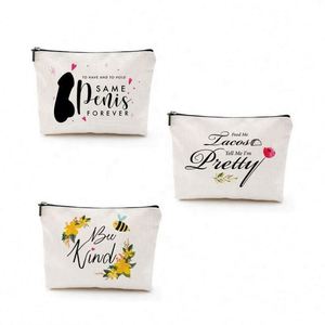 Estuche de Lona de Algodón Ecológico con Cremallera y Logotipo Personalizado para Cosméticos y Maquillaje, Estilo de Dibujos Animados de Moda - Product Image 1