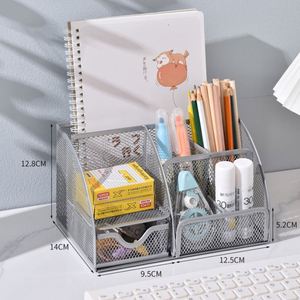 Office Desk Organizers and Accessories Mesh Desk Organizer Caddy Supplies with 7 Compartments <b>Pen</b> Holder - Product Image 3