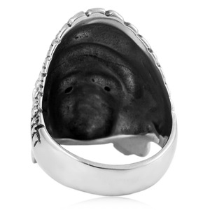 yunnique Men's <b>Titanium</b> Steel <b>Ring</b> Silver Face Design Black Eye Indian Style Jewelry Gift - Product Image 4