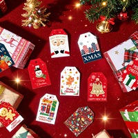 Étiquettes cadeaux de Noël en papier kraft personnalisées en gros, forme rectangulaire, découpées, 50 pièces avec ficelle pour chaussures, vêtements, sacs, cadeaux de fêtes