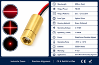 Module laser à ligne croisée rouge CE RoHS Diode 650nm 10mW, garantie 1 an, pour la découpe, l'alignement et le positionnement de pierre, bois et acier