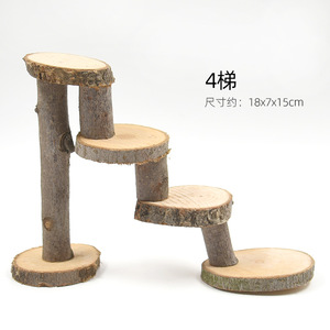 Wooden Climbing Stairs For <b>Small</b> Animals 18x7x15cm 4 <b>Steps</b> Durable Applewood <b>Ladder</b> Toy - Product Image 1