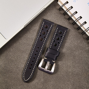 Bracelet de montre vintage en cuir Crazy Horse, fait main, en cuir véritable perforé et respirant, avec système de libération rapide, bracelet classique pour homme, OEM - Product Image 5
