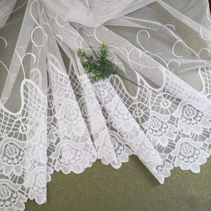 Tissu de rideaux courts en dentelle de mariage en polyester blanc transparent - Product Image 6