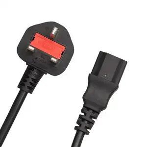 Customizable Standard PVC High Quality 3 Wire With Fuse Power Cord Cable Plug Socket AC UK Power Cords BS306 household