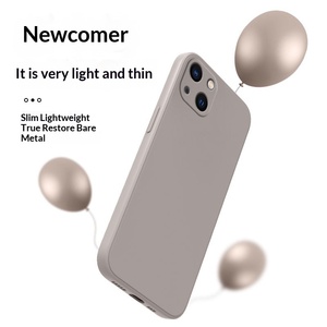Coque de téléphone en silicone liquide de couleur unie pour <span class=keywords><strong>Iphon13</strong></span> et 13pro, Protection à 360 degrés, bord droit, Design Simple, unisexe, blanc ivoire - Product Image 5