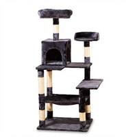 Arbre à chat luxueux en peluche douce avec poteaux à gratter en sisal naturel, structure d'escalade multi-niveaux en velours pour usage domestique
