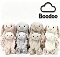 JellyCatt 25ème Lapin de Pâques Patchwork Fraise et Floral 31cm Peluche lestée ultra douce avec rembourrage en coton PP et finition lavée