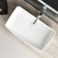 Vasque à poser en céramique moderne, design artistique, blanc brillant, 600x385x130mm, pour salle de bain et lavabo