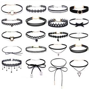 Collar Gótico Elástico de Encaje Negro Retro Estilo Henna Boho para Venta al por Mayor - Product Image 1